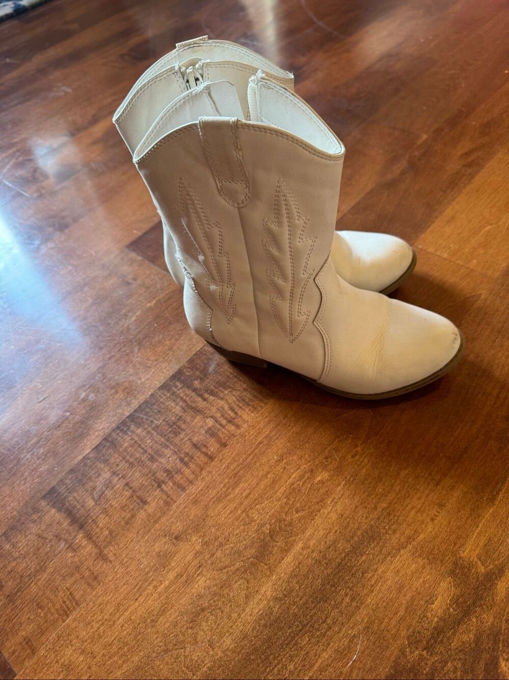 MIA Kasie Girls Size 1M White Western Cowgirl Boots Side Zip